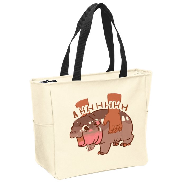 Moo Deng A Hh Hhhh Hippo Funny Zip Tote Bag