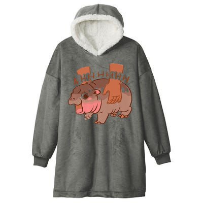 Moo Deng A Hh Hhhh Hippo Funny Hooded Wearable Blanket