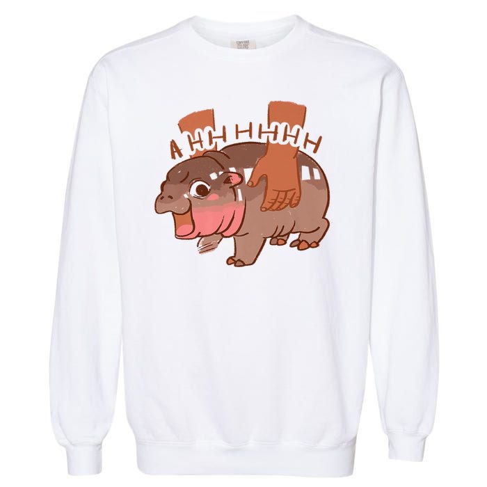 Moo Deng A Hh Hhhh Hippo Funny Garment-Dyed Sweatshirt