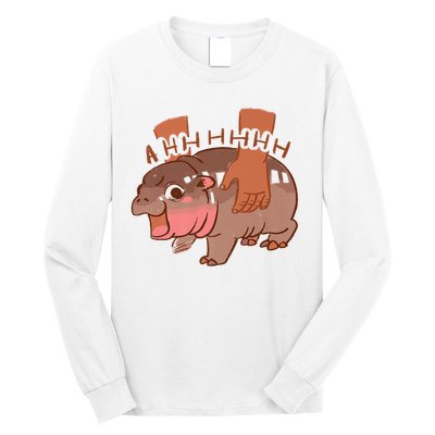 Moo Deng A Hh Hhhh Hippo Funny Long Sleeve Shirt