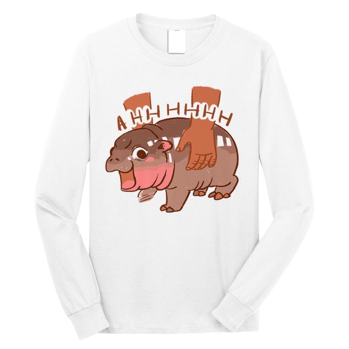 Moo Deng A Hh Hhhh Hippo Funny Long Sleeve Shirt
