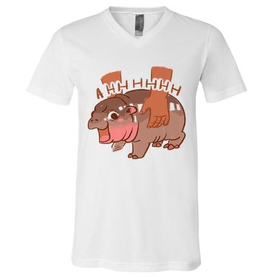 Moo Deng A Hh Hhhh Hippo Funny V-Neck T-Shirt