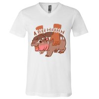 Moo Deng A Hh Hhhh Hippo Funny V-Neck T-Shirt