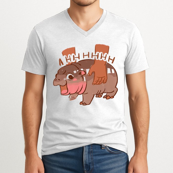 Moo Deng A Hh Hhhh Hippo Funny V-Neck T-Shirt