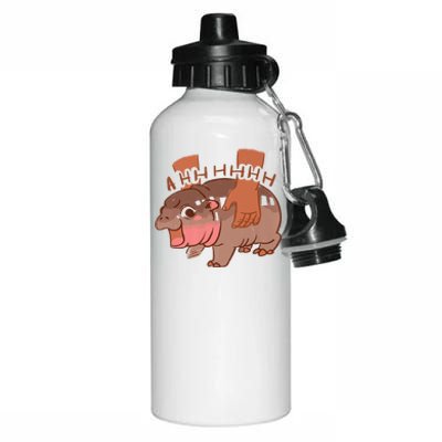 Moo Deng A Hh Hhhh Hippo Funny Aluminum Water Bottle 