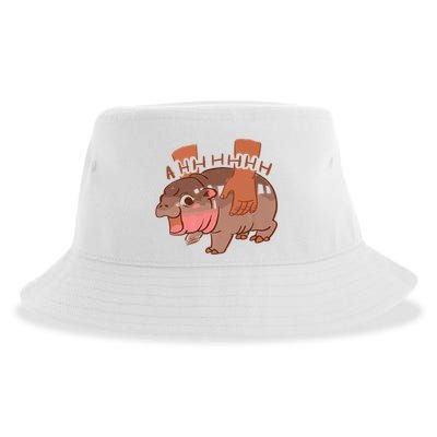 Moo Deng A Hh Hhhh Hippo Funny Sustainable Bucket Hat
