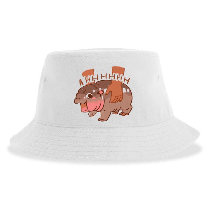 Moo Deng A Hh Hhhh Hippo Funny Sustainable Bucket Hat
