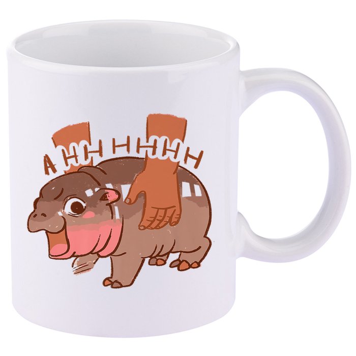 Moo Deng A Hh Hhhh Hippo Funny 11oz C Handle Ceramic Mug