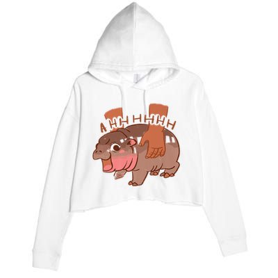 Moo Deng A Hh Hhhh Hippo Funny Crop Fleece Hoodie
