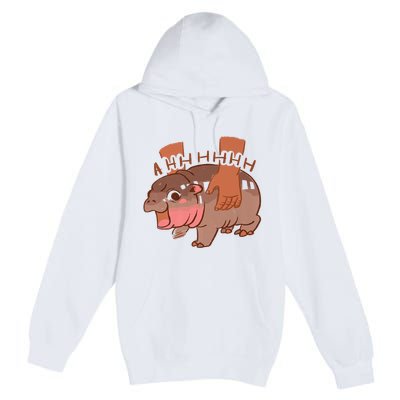 Moo Deng A Hh Hhhh Hippo Funny Premium Pullover Hoodie