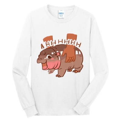 Moo Deng A Hh Hhhh Hippo Funny Tall Long Sleeve T-Shirt