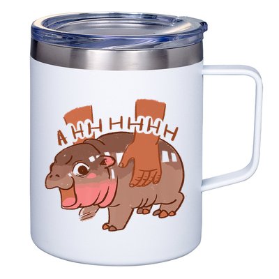 Moo Deng A Hh Hhhh Hippo Funny 12oz Stainless Steel Coffee Mug