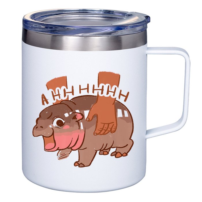 Moo Deng A Hh Hhhh Hippo Funny 12oz Stainless Steel Coffee Mug