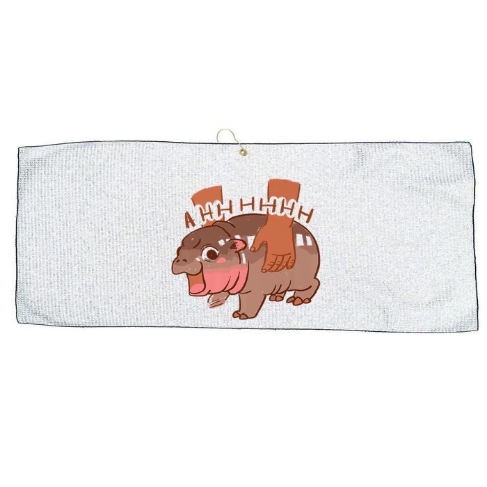 Moo Deng A Hh Hhhh Hippo Funny Large Microfiber Waffle Golf Towel