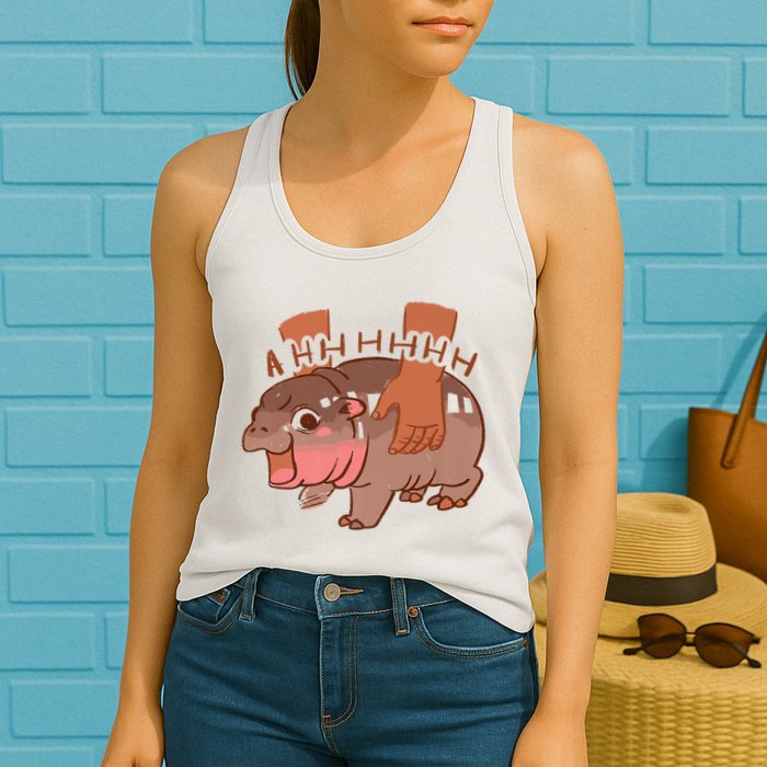 Moo Deng A Hh Hhhh Hippo Funny Womens Tank Top