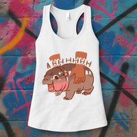 Moo Deng A Hh Hhhh Hippo Funny Womens Tank Top