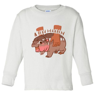 Moo Deng A Hh Hhhh Hippo Funny Toddler Long Sleeve Shirt