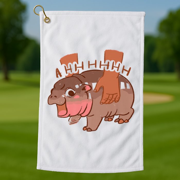 Moo Deng A Hh Hhhh Hippo Funny Golf Towel