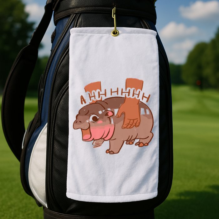 Moo Deng A Hh Hhhh Hippo Funny Golf Towel