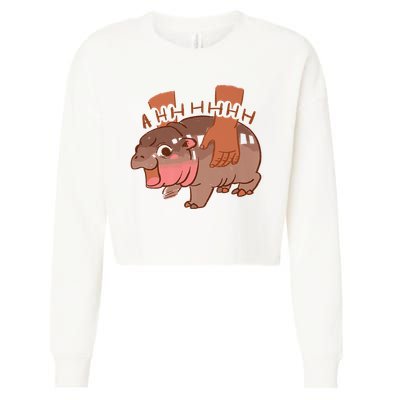 Moo Deng A Hh Hhhh Hippo Funny Cropped Pullover Crew