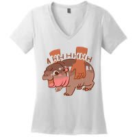 Moo Deng A Hh Hhhh Hippo Funny Women's V-Neck T-Shirt