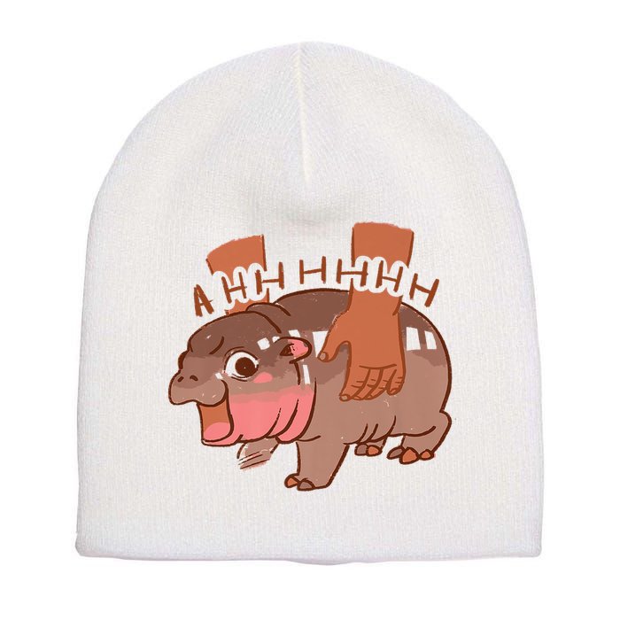 Moo Deng A Hh Hhhh Hippo Funny Short Acrylic Beanie