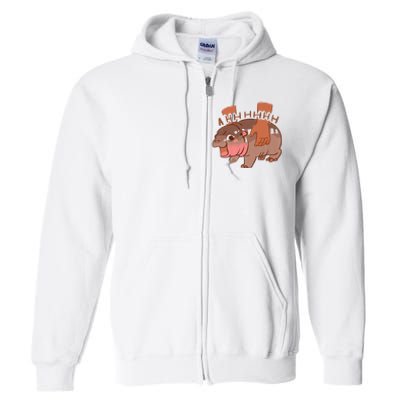 Moo Deng A Hh Hhhh Hippo Funny Full Zip Hoodie