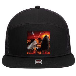 Moo Deng And Pesto Battle 7 Panel Mesh Trucker Snapback Hat