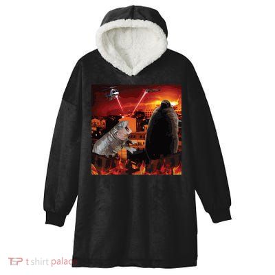 Moo Deng And Pesto Battle Hooded Wearable Blanket