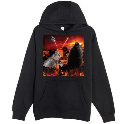 Moo Deng And Pesto Battle Premium Pullover Hoodie