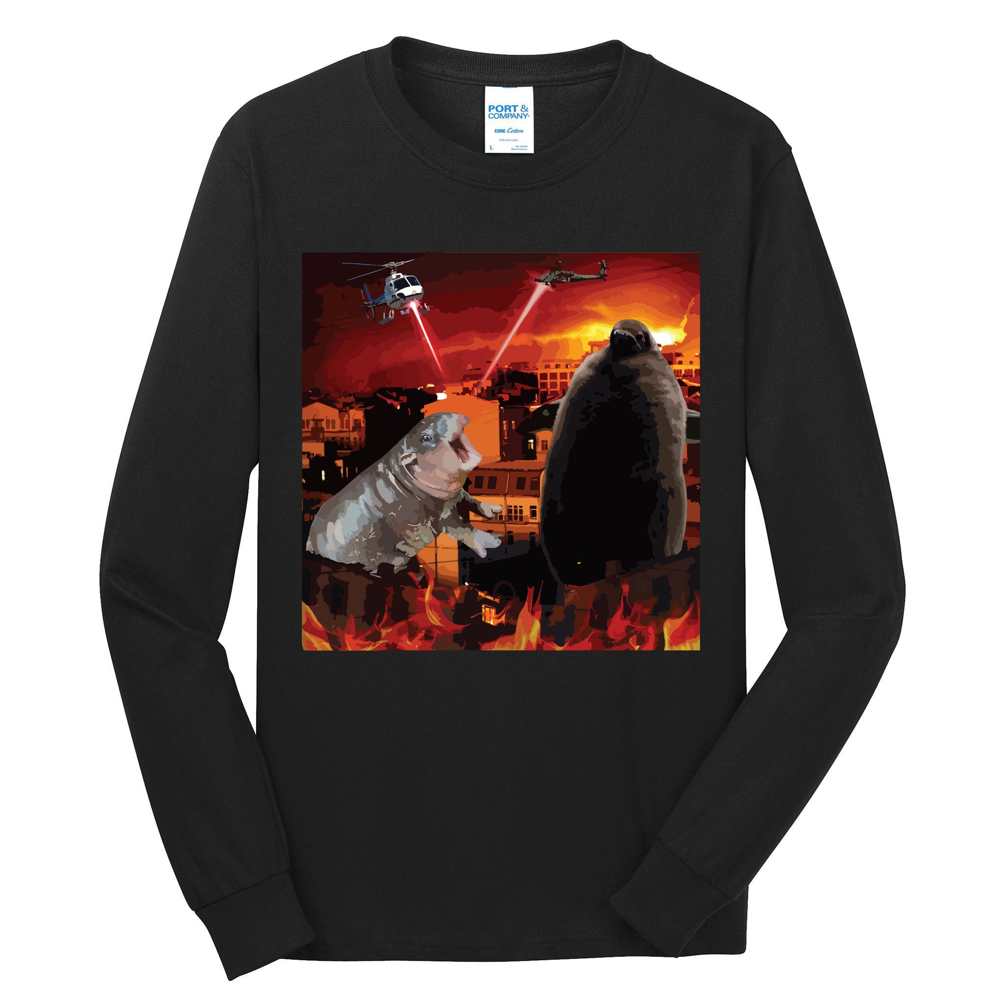 Moo Deng And Pesto Battle Tall Long Sleeve T-Shirt