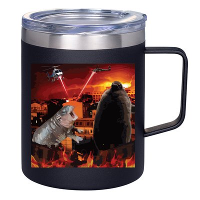 Moo Deng And Pesto Battle 12oz Stainless Steel Coffee Mug