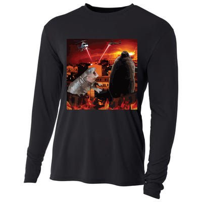 Moo Deng And Pesto Battle Cooling Performance Long Sleeve Crew