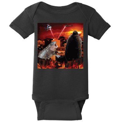Moo Deng And Pesto Battle Baby Bodysuit