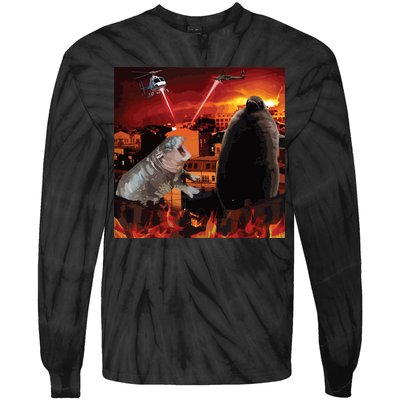 Moo Deng And Pesto Battle Tie-Dye Long Sleeve Shirt