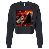 Moo Deng And Pesto Battle Cropped Pullover Crew