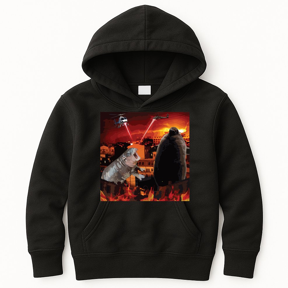Moo Deng And Pesto Battle Kids Hoodie