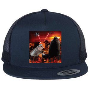 Moo Deng And Pesto Battle Flat Bill Trucker Hat