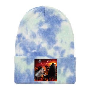 Moo Deng And Pesto Battle Tie Dye 12in Knit Beanie