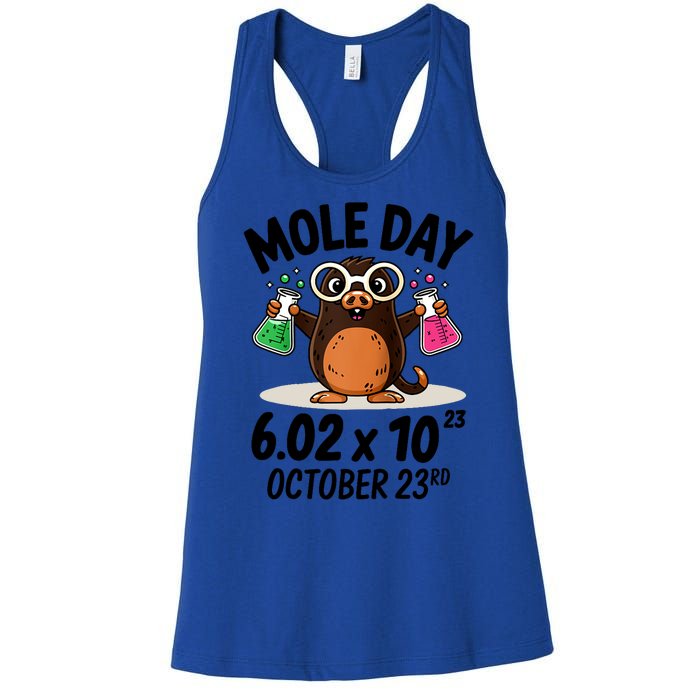 Mole Day Avogadros Number October 23rd Raglan Baseball Gift Women's Racerback Tank