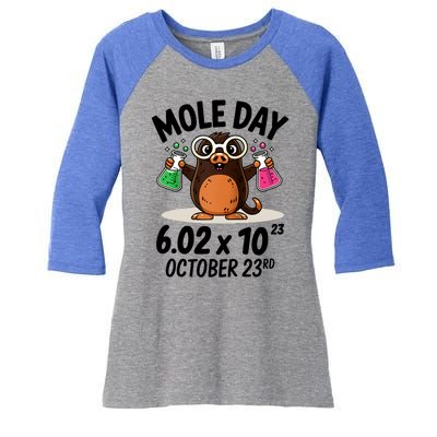 Mole Day Avogadros Number October 23rd Raglan Baseball Gift Women's Tri-Blend 3/4-Sleeve Raglan Shirt