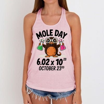 Mole Day Avogadros Number October 23rd Raglan Baseball Gift Women's Knotted Racerback Tank