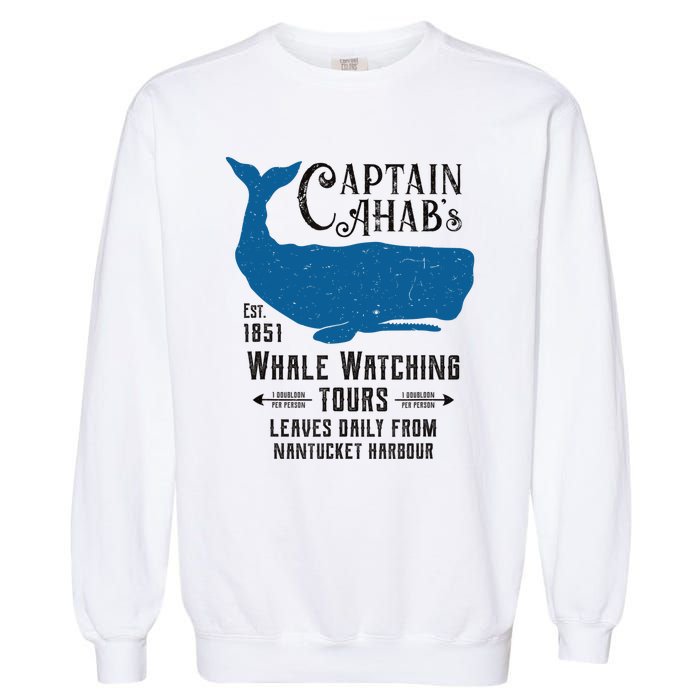 Moby Dick Ahab Whale Watching Vintage Herman Melville Garment-Dyed Sweatshirt