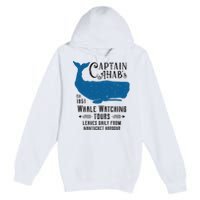 Moby Dick Ahab Whale Watching Vintage Herman Melville Premium Pullover Hoodie