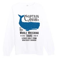 Moby Dick Ahab Whale Watching Vintage Herman Melville Premium Crewneck Sweatshirt