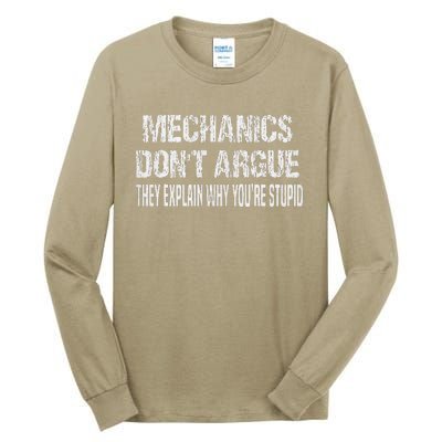 Mechanics DonT Argue Sarcasm Funny Handyman Mechanic Tall Long Sleeve T-Shirt