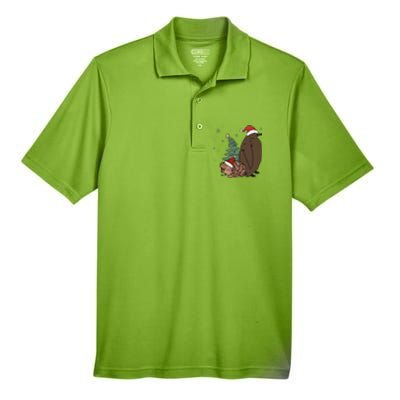 Moo Deng And Pesto Christmas Tree Cute Xmas Hippo Men's Origin Performance Pique Polo