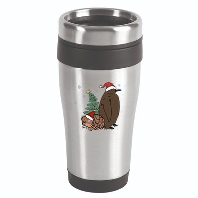 Moo Deng And Pesto Christmas Tree Cute Xmas Hippo 16oz Travel Tumbler