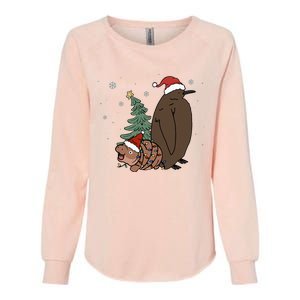 Moo Deng And Pesto Christmas Tree Cute Xmas Hippo Womens California Wash Sweatshirt