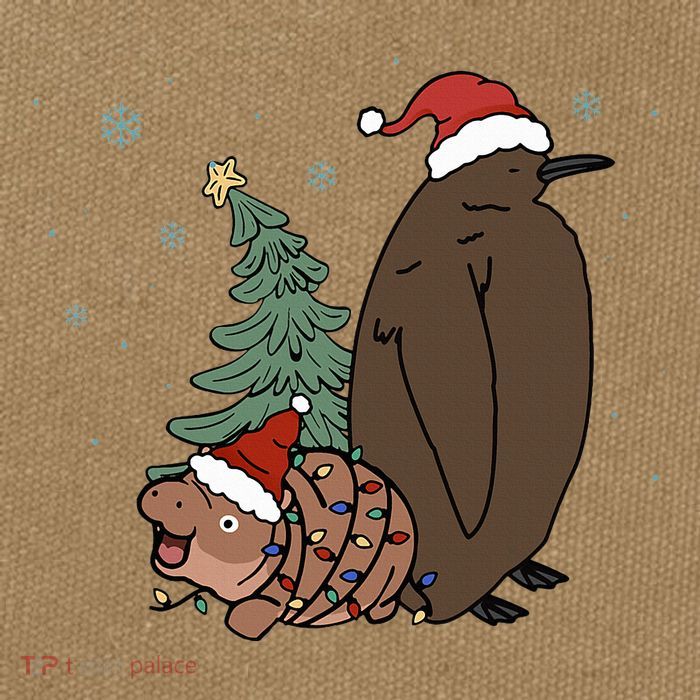 Moo Deng And Pesto Christmas Tree Cute Xmas Hippo Cotton Canvas Backpack